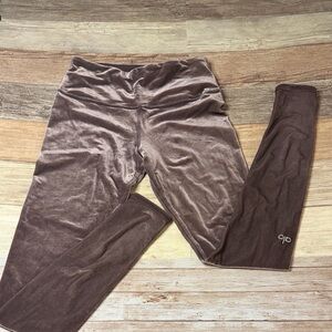 ALO Yoga Brown Velvet Velour High Rise Leggings Small